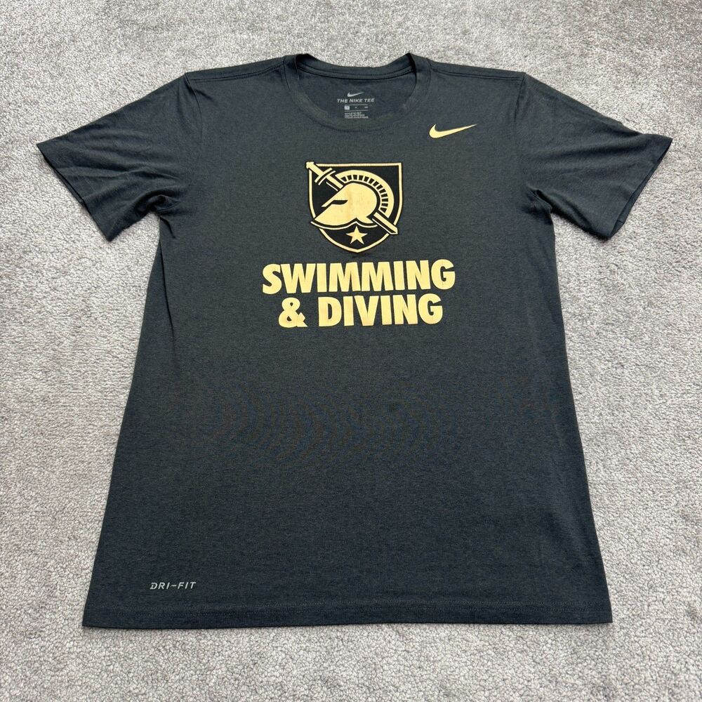 Nike Dri-Fit Army West Point T-Shirt Mens Small Gray Black Knights Swimming Tee